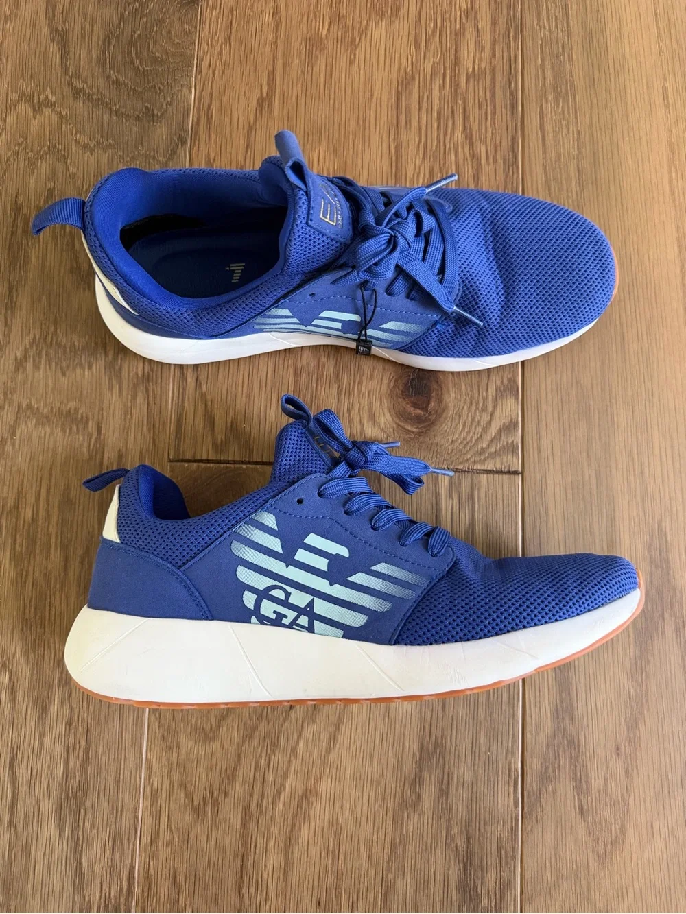 Emporio Armani Royal Blue Mesh Athletic Sneakers with White Soles | Size M9